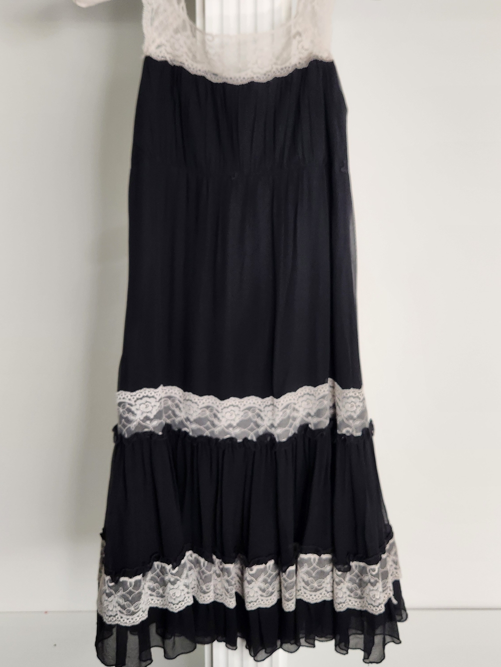 Robert Rodriguez Black Mini Dress with White Lace Trim